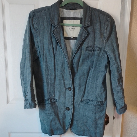 Abercrombie & Fitch Jackets & Blazers - Abercrombie & Fitch Y2K Blue Denim/Cotton Blazer Size Large